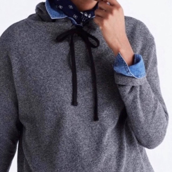 Madewell NWOT Heathered Charcoal Gray Knit Tone Hoodie Sweatshirt Size XS - Picture 2 of 11